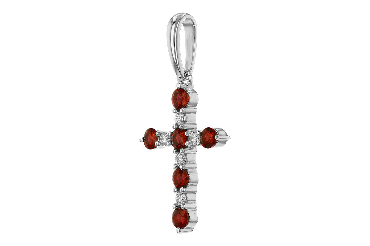 Allison Kaufman Ruby & Diamond Pendant in 14K White Gold, 0.42 ctw, alternate view