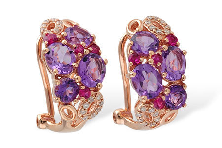 Allison Kaufman Amethyst, Pink Sapphire & Diamond Earrings in 14K Rose Gold, 2.15 ctw