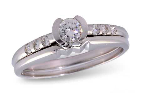 Allison Kaufman Diamond Bridal Set in 14K White Gold, 0.33 ctw (S8112)