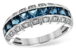 Allison Kaufman London Blue Topaz & Diamond Wedding Band in 14K White Gold, 1.60 ctw