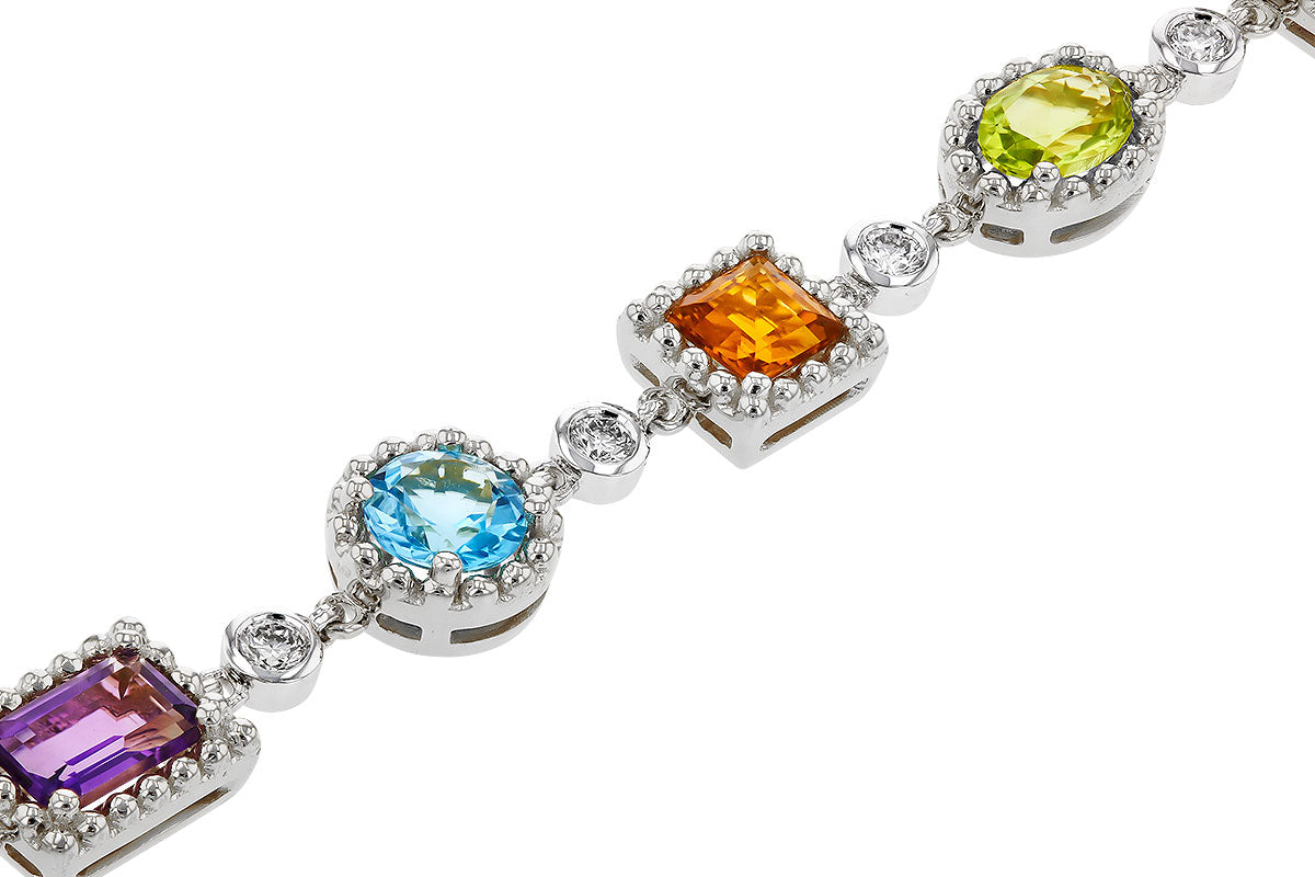Allison Kaufman Multi-Gemstone & Diamond Bracelet in 14K White Gold, 5.05 ctw, alternate view