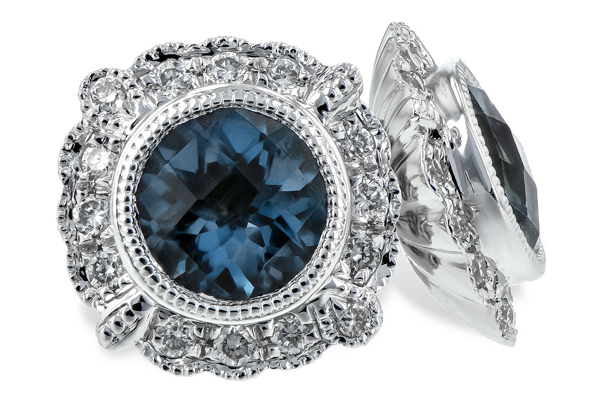 Allison Kaufman Blue Topaz & Diamond Earrings in 14K White Gold, 1.17 ctw