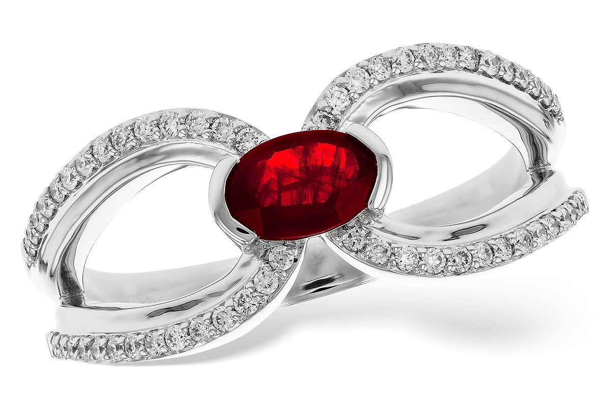 Allison Kaufman Ruby & Diamond Ring in 14K White Gold, 0.67 ctw
