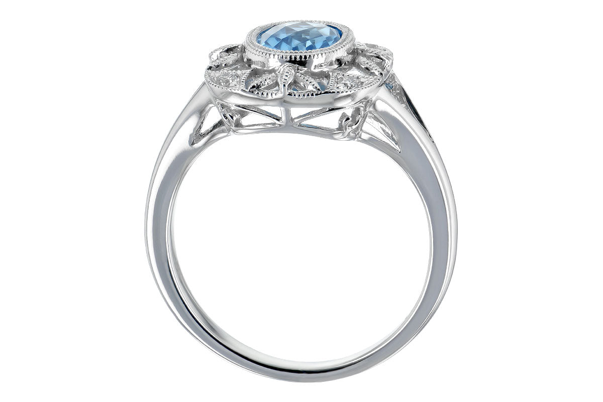 Allison Kaufman Blue Topaz & Diamond Ring in 14K White Gold, 1.30 ctw, alternate view