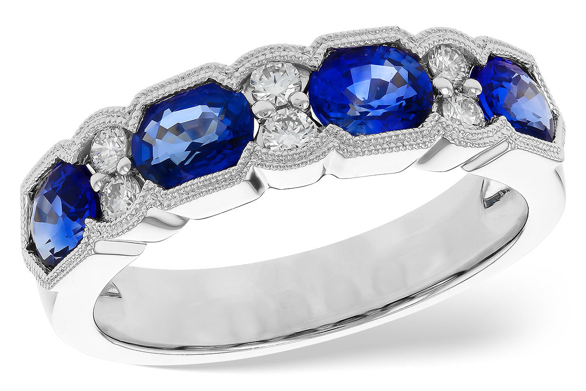 Allison Kaufman Sapphire & Diamond Wedding Band in 14K White Gold, 1.90 ctw (W2295)