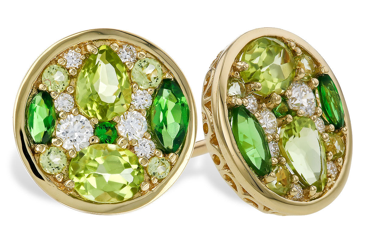 Allison Kaufman Peridot, Tsavorite & Diamond Earrings in 14K Yellow Gold, 1.19 ctw