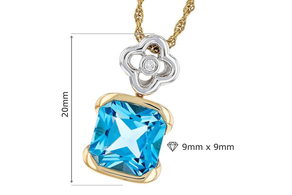 Allison Kaufman Blue Topaz & Diamond Necklace in 14K Yellow & White Gold, 3.52 ctw, alternate view