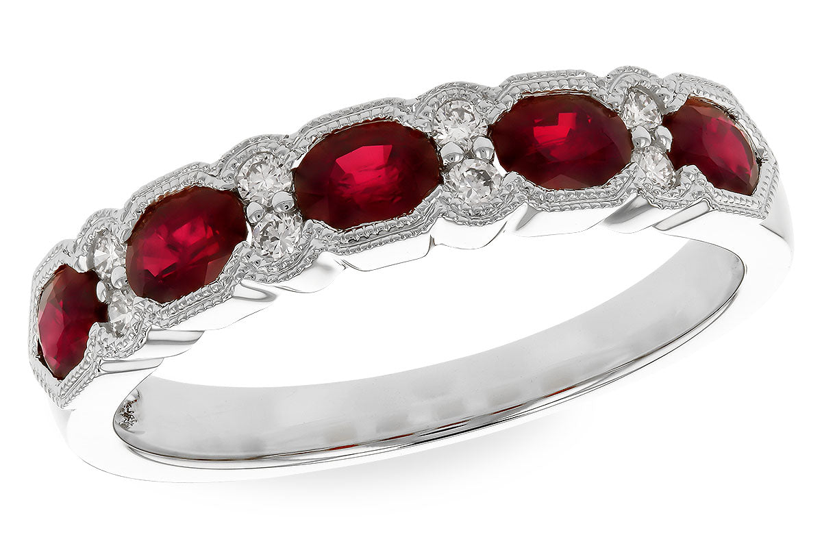 Allison Kaufman Ruby & Diamond Wedding Band in 14K White Gold, 1.00 ctw