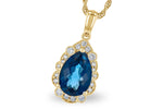 Allison Kaufman London Blue Topaz & Diamond Necklace in 14K Yellow Gold, 2.40 ctw (N8306)