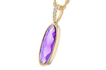 Allison Kaufman Amethyst & Diamond Necklace in 14K Yellow Gold, 1.70 ctw, alternate view
