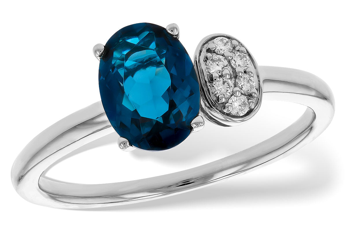 Allison Kaufman London Blue Topaz & Diamond Ring in 14K White Gold, 1.30 ctw