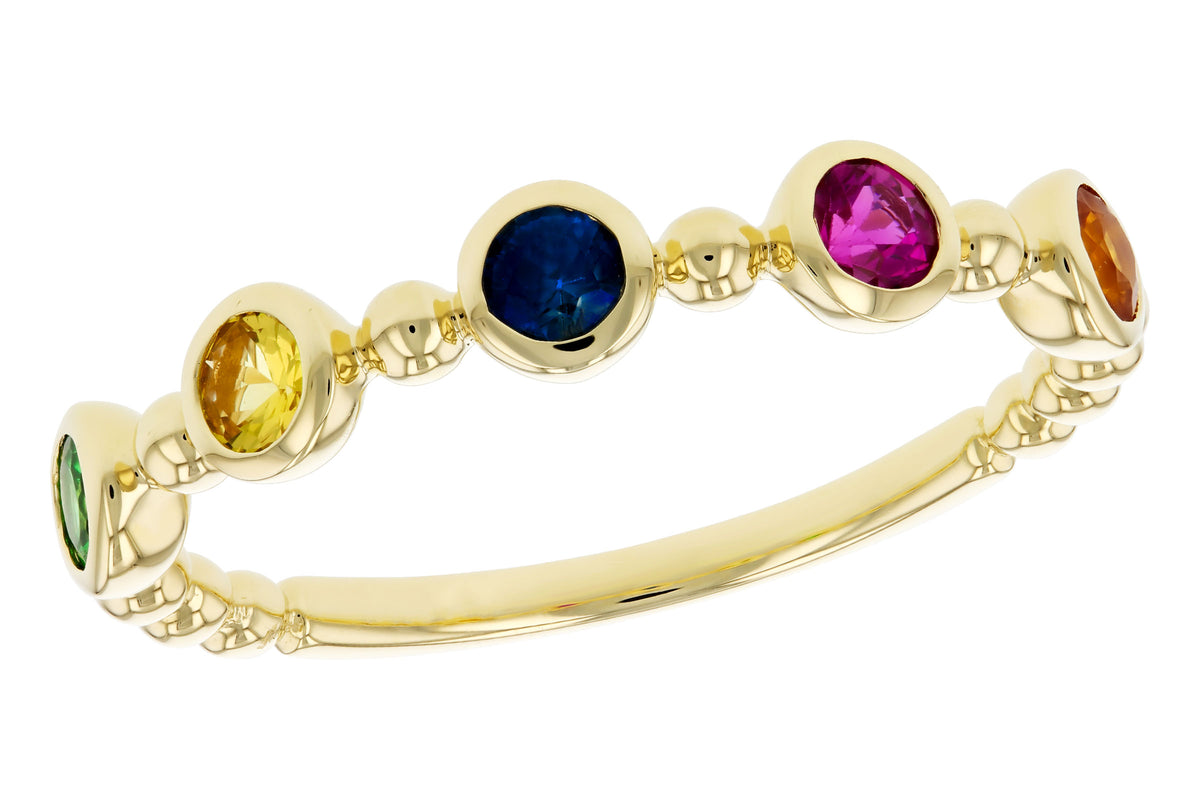 Allison Kaufman Multi-Gemstone Wedding Band in 14K Yellow Gold, 0.52 ctw