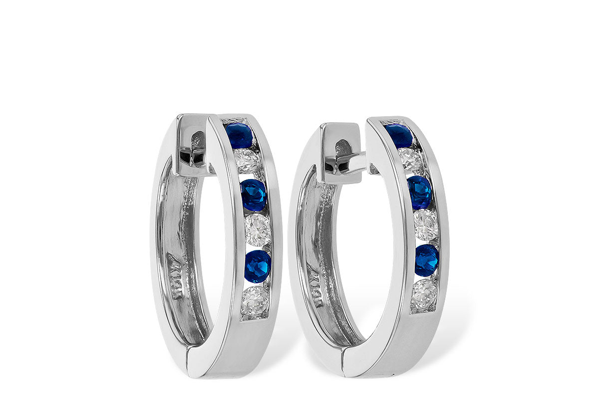 Allison Kaufman Sapphire & Diamond Earrings in 14K White Gold, 0.26 ctw (ER103-25)