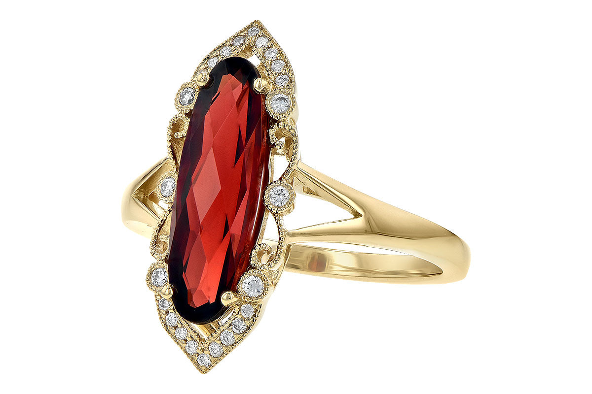 Allison Kaufman Garnet & Diamond Ring in 14K Yellow Gold, 2.70 ctw, alternate view