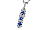 Allison Kaufman Sapphire & Diamond Necklace in 14K White Gold, 0.64 ctw