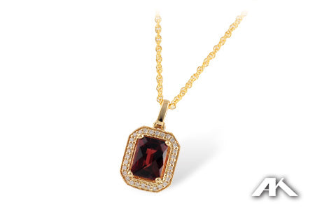 Allison Kaufman Garnet & Diamond Necklace in 14K Yellow Gold, 2.04 ctw