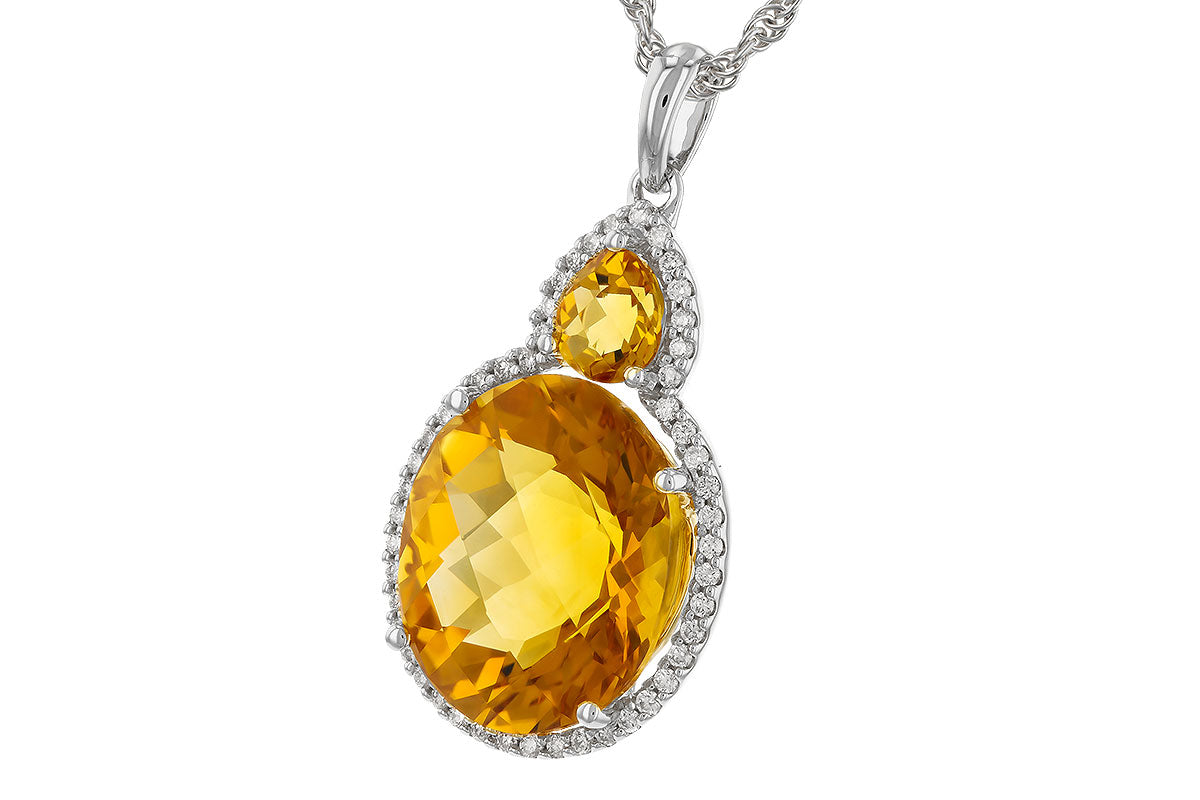 Allison Kaufman Citrine & Diamond Necklace in 14K White Gold, 5.85 ctw, alternate view