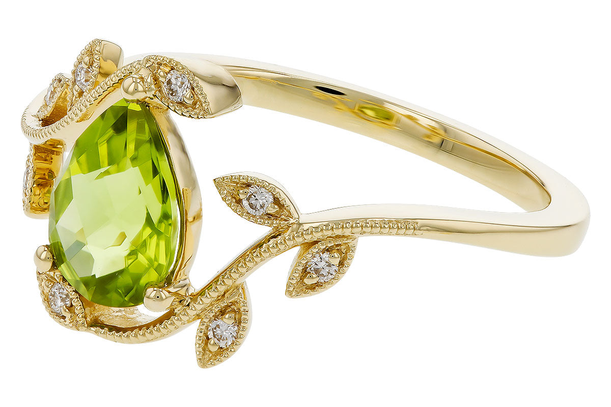 Allison Kaufman Peridot & Diamond Ring in 14K Yellow Gold, 1.22 ctw, alternate view