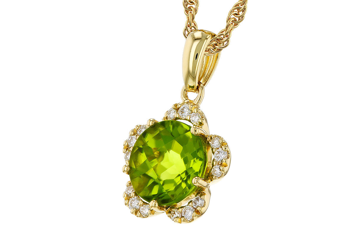 Allison Kaufman Peridot & Diamond Necklace in 14K Yellow Gold, 2.28 ctw, alternate view
