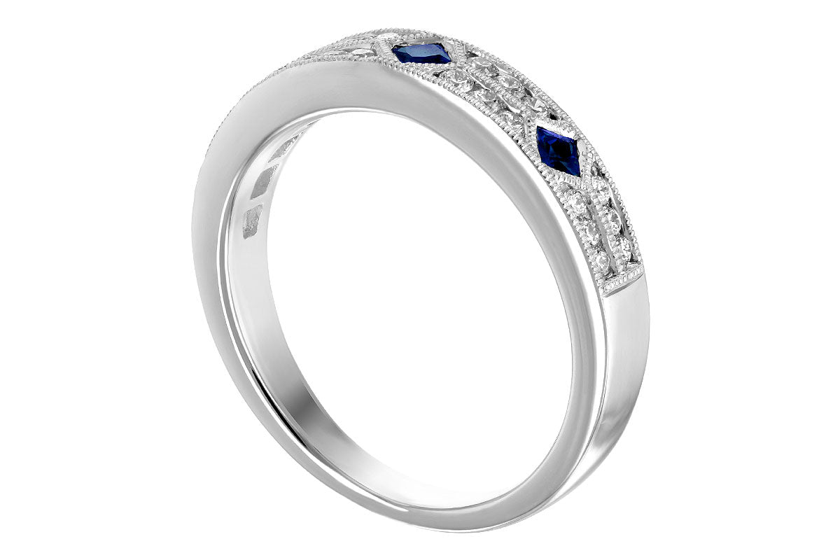 Allison Kaufman Sapphire & Diamond Wedding Band in 14K White Gold, 0.48 ctw, alternate view