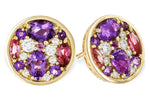 Allison Kaufman Amethyst, Pink Tourmaline & Diamond Earrings in 14K Yellow Gold, 0.98 ctw