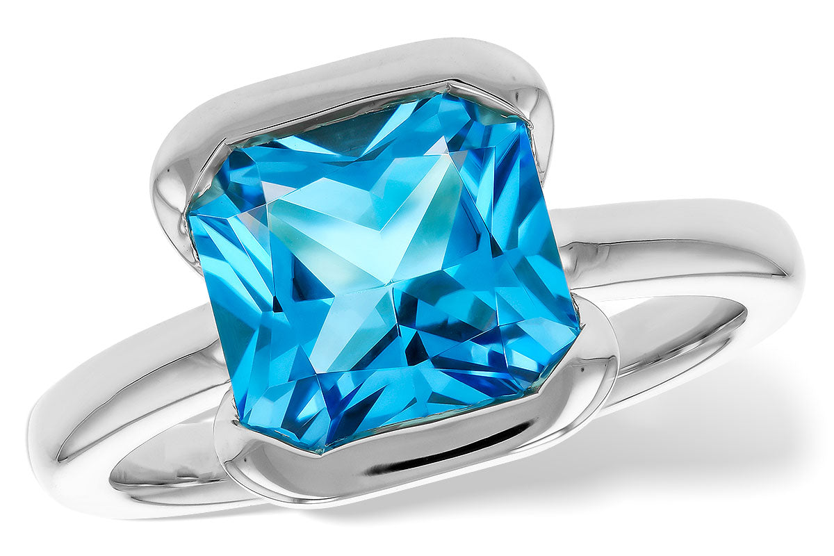 Allison Kaufman Blue Topaz Ring in 14K White Gold, 3.50 ctw