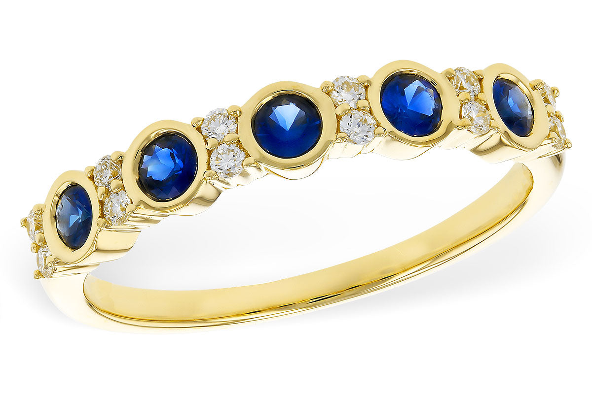 Allison Kaufman Sapphire & Diamond Wedding Band in 14K Yellow Gold, 0.46 ctw