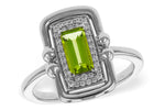 Allison Kaufman Peridot & Diamond Ring in 14K White Gold, 0.84 ctw