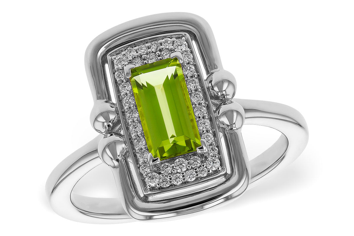 Allison Kaufman Peridot & Diamond Ring in 14K White Gold, 0.84 ctw