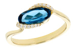 Allison Kaufman London Blue Topaz & Diamond Ring in 14K Yellow Gold, 1.44 ctw