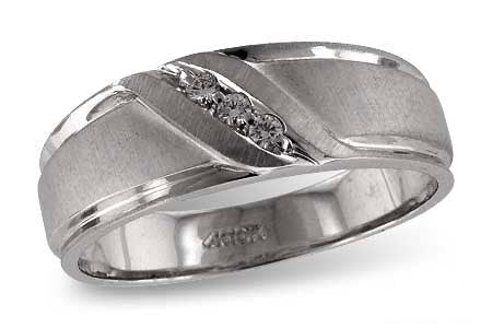 Allison Kaufman Diamond Men's Wedding Band in 10K White Gold, 0.06 ctw