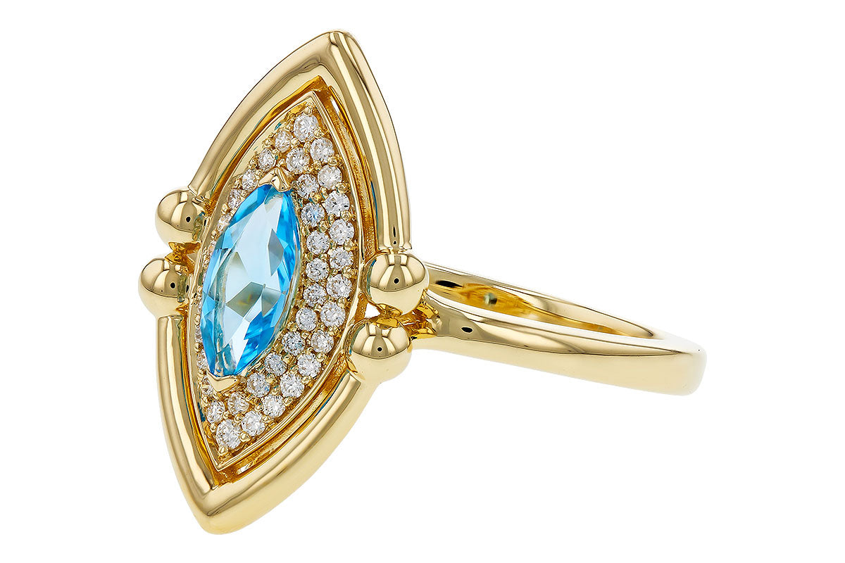 Allison Kaufman Blue Topaz & Diamond Ring in 14K Yellow Gold, 0.70 ctw, alternate view