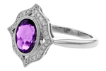 Allison Kaufman Amethyst & Diamond Ring in 14K White Gold, 1.70 ctw, alternate view