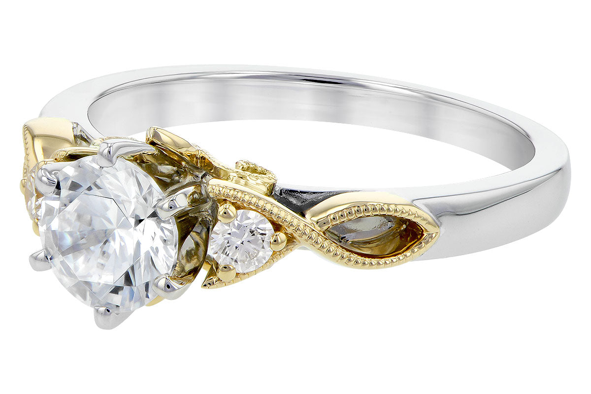 Allison Kaufman Diamond Engagement Ring Semi-Mount in 14K Two-Tone Gold, 0.12 ctw, alternate view