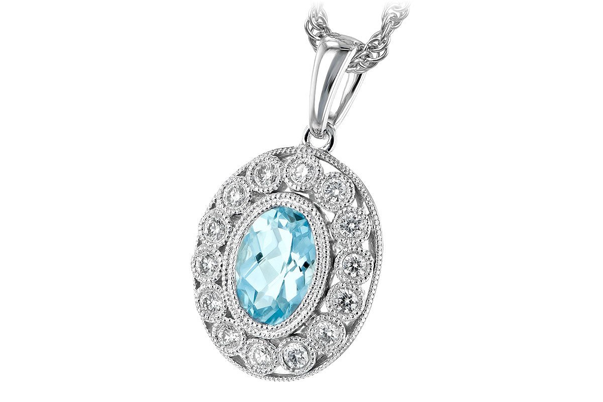 Allison Kaufman Aquamarine & Diamond Necklace in 14K White Gold, 0.76 ctw, alternate view