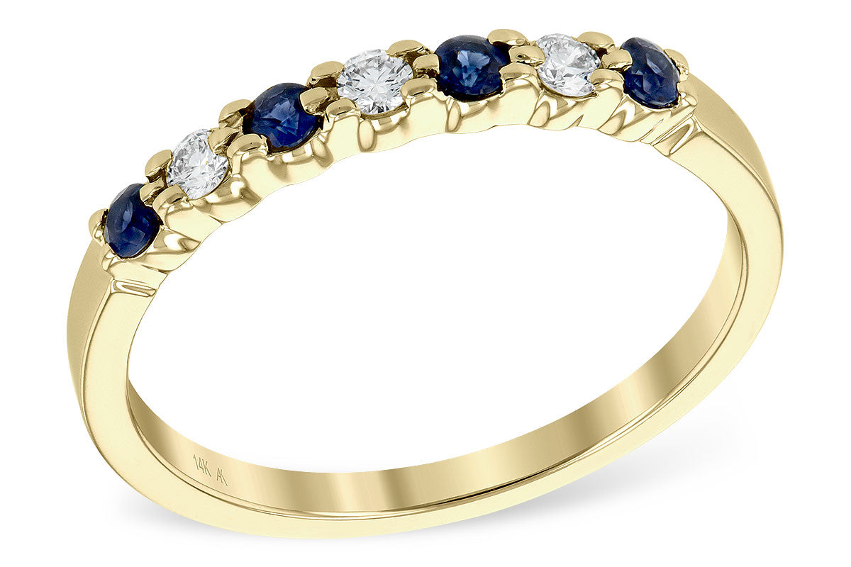 Allison Kaufman Sapphire & Diamond Wedding Band in 14K Yellow Gold, 0.28 ctw (WR123-25)