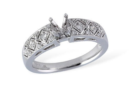 Allison Kaufman Diamond Engagement Ring Semi-Mount in 14K White Gold, 0.18 ctw (L7173)