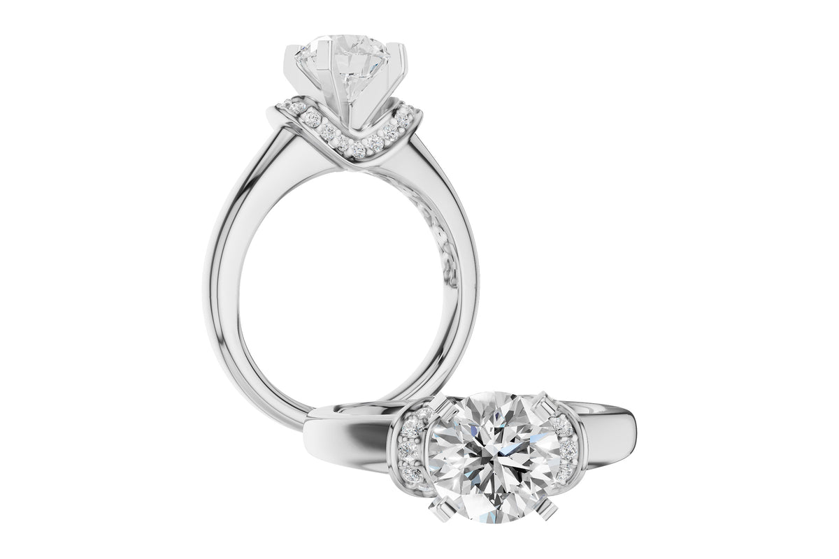 Allison Kaufman Diamond Engagement Ring Semi-Mount in 14K White Gold, 0.16 ctw (L7945), alternate view