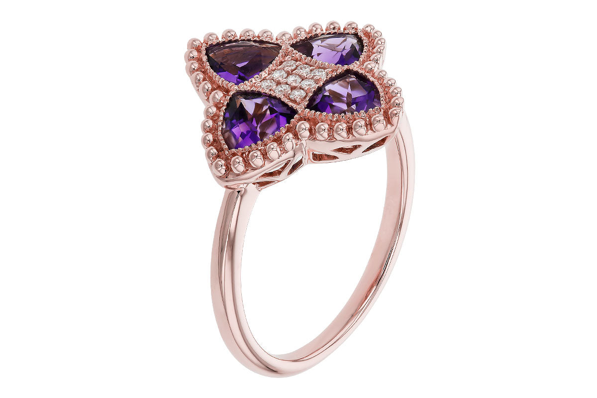 Allison Kaufman Amethyst & Diamond Ring in 14K Rose Gold, 1.32 ctw (D6042), alternate view