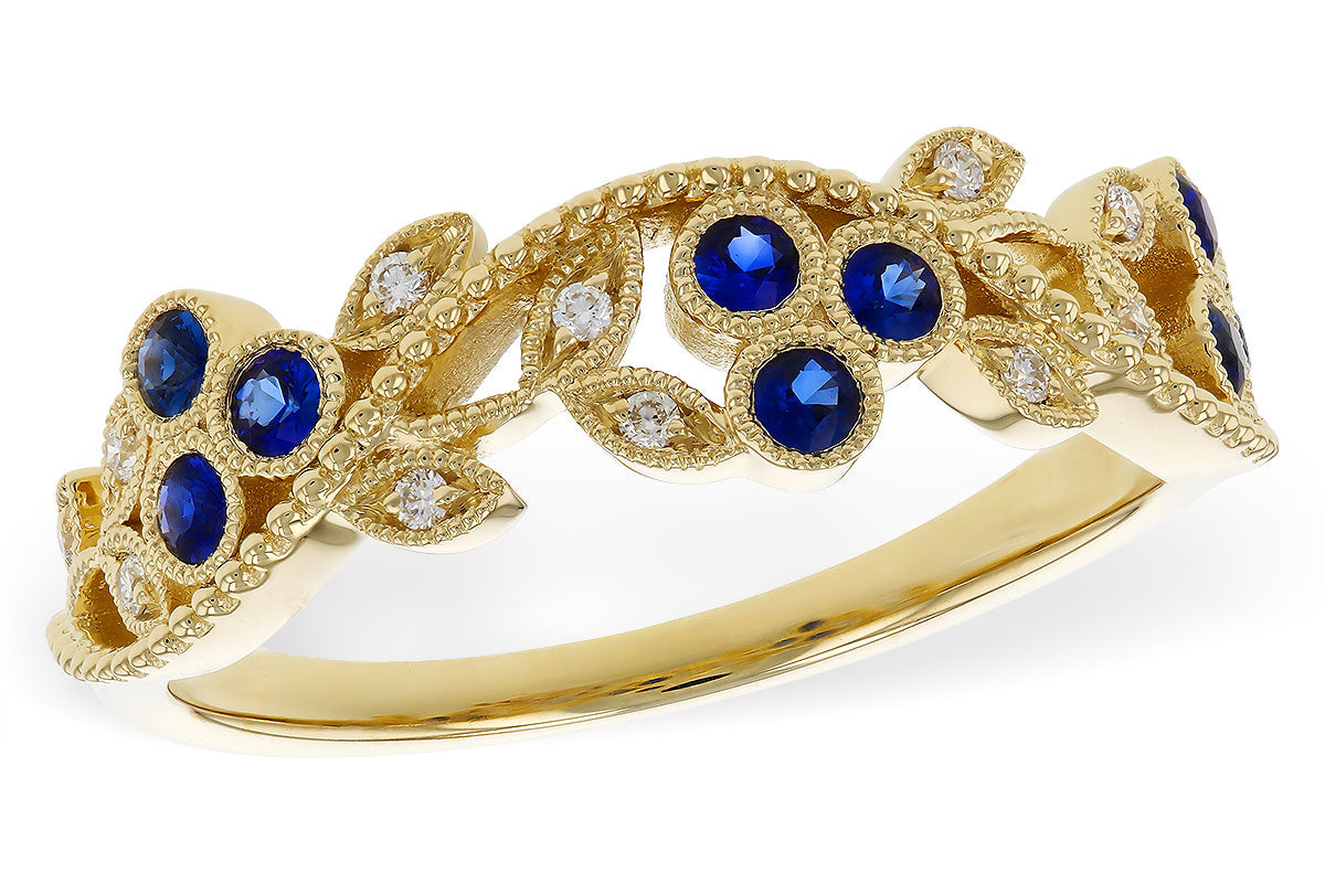 Allison Kaufman Sapphire & Diamond Wedding Band in 14K Yellow Gold, 0.29 ctw (W2698)