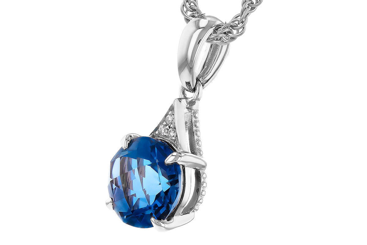 Allison Kaufman London Blue Topaz & Diamond Necklace in 14K White Gold, 1.61 ctw, alternate view