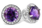 Allison Kaufman Amethyst & Diamond Earrings in 14K White Gold, 3.82 ctw