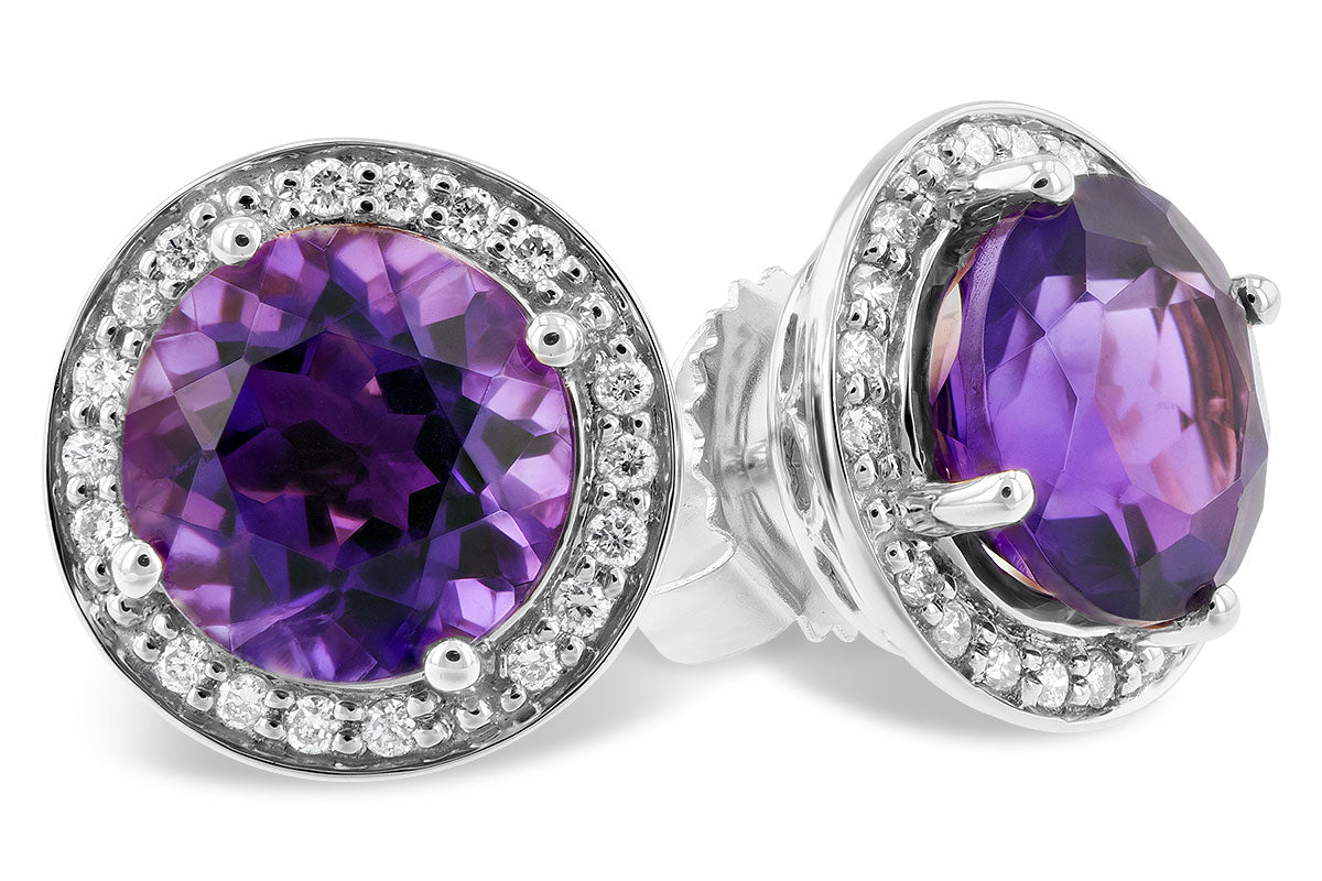 Allison Kaufman Amethyst & Diamond Earrings in 14K White Gold, 3.82 ctw