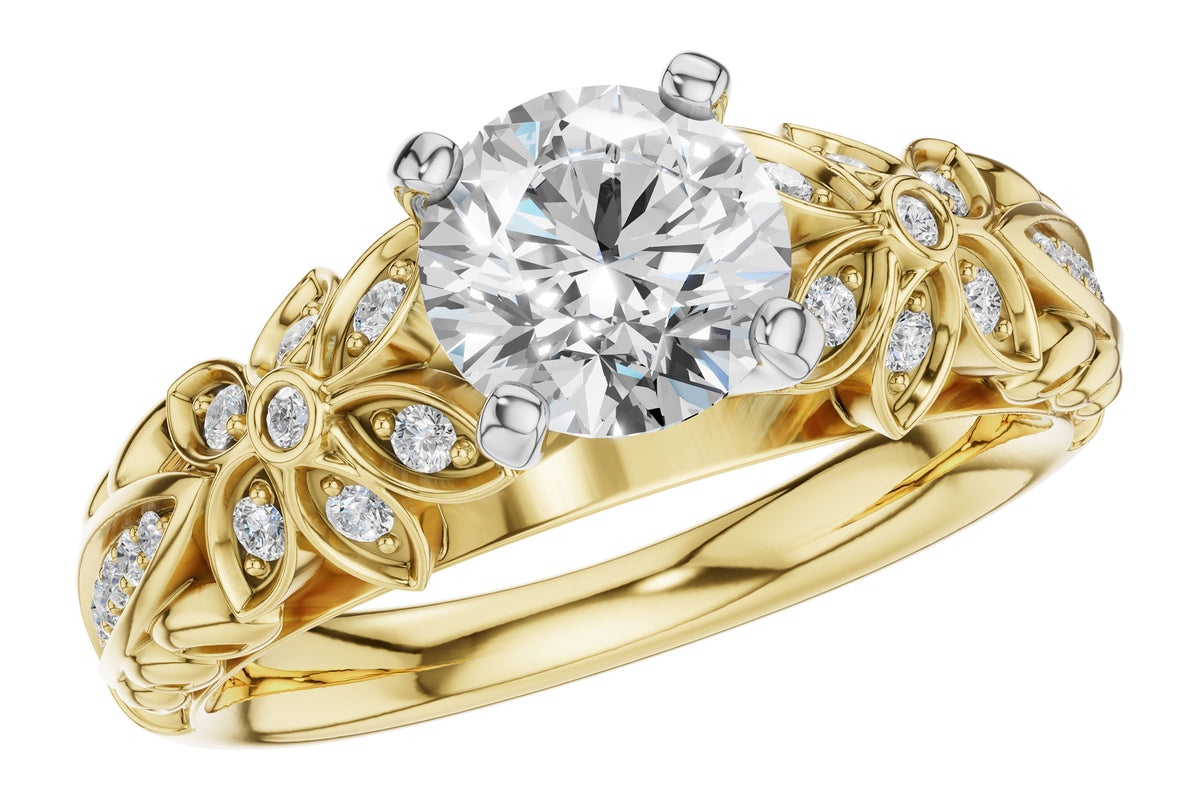 Allison Kaufman Diamond Engagement Ring Semi-Mount in 14K Yellow Gold, 0.14 ctw (L7904)