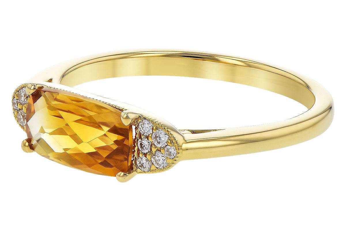 Allison Kaufman Citrine & Diamond Ring in 14K Yellow Gold, 1.18 ctw, alternate view
