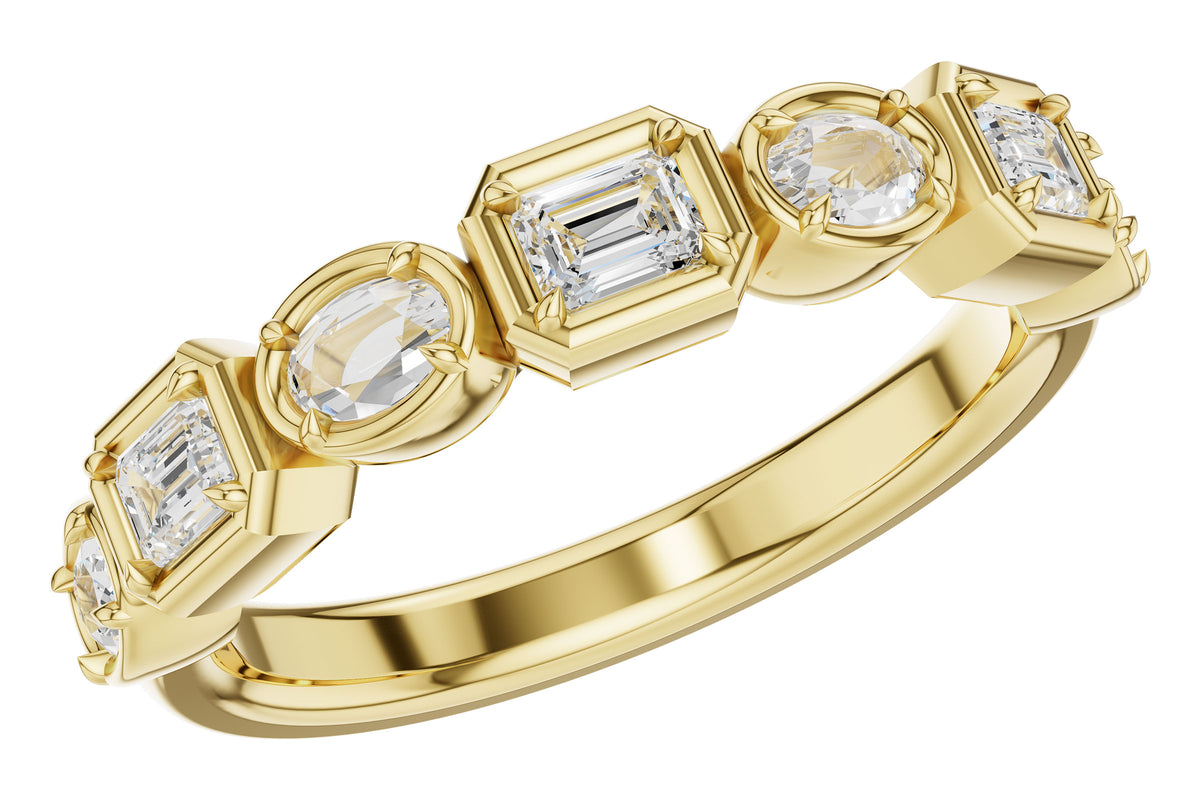 Allison Kaufman Fancy-Cut Diamond Wedding Band in 14K Yellow Gold, 0.55 ctw