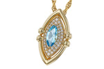 Allison Kaufman Blue Topaz & Diamond Necklace in 14K Yellow Gold, 0.70 ctw, alternate view