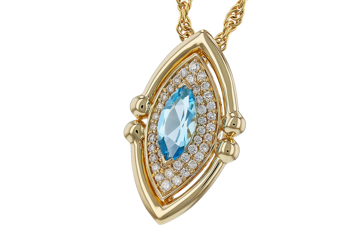Allison Kaufman Blue Topaz & Diamond Necklace in 14K Yellow Gold, 0.70 ctw, alternate view
