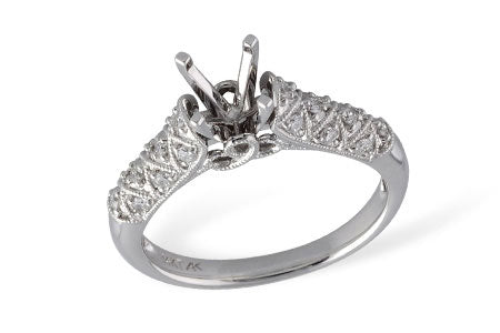 Allison Kaufman Diamond Engagement Ring Semi-Mount in 14K White Gold, 0.25 ctw (L7444)