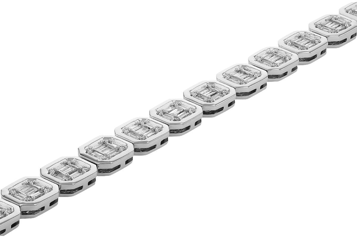 Allison Kaufman Baguette Diamond Bracelet in 14K White Gold, 1.70 ctw, alternate view